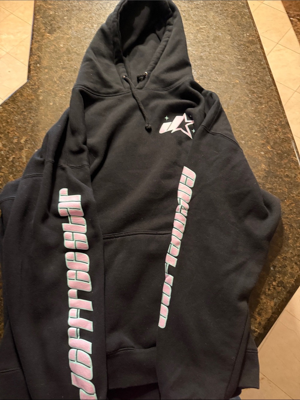 Jeffree Star Black Hoodie with Pink and Mint Graphics